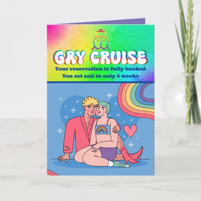 Tarjeta de cumpleaños de crucero gay de graduación (Anverso)