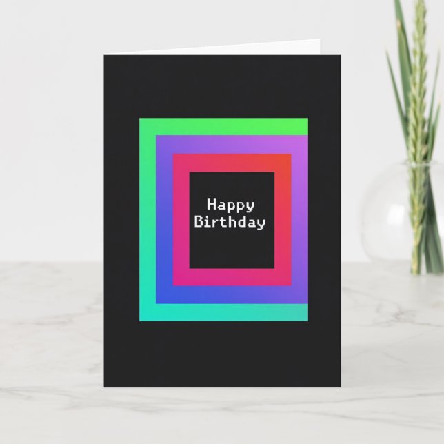 Tarjeta de cumpleaños de cuadrados vibrantes (Anverso)