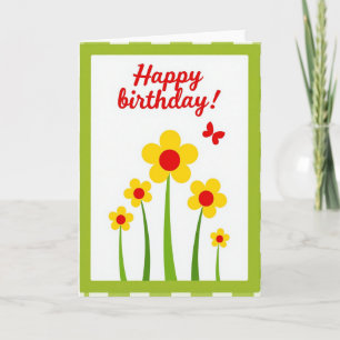 Tarjeta de cumpleaños de cuadros verdes