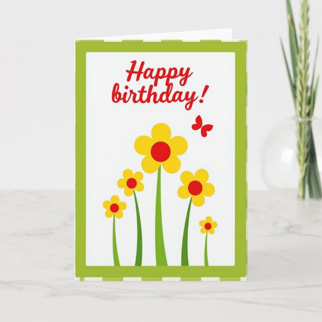 Tarjeta de cumpleaños de cuadros verdes (Anverso)