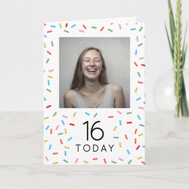 Tarjeta de cumpleaños de cualquier edad con foto y (Anverso)
