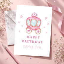 Tarjeta de cumpleaños de cuento de hadas rosa lind