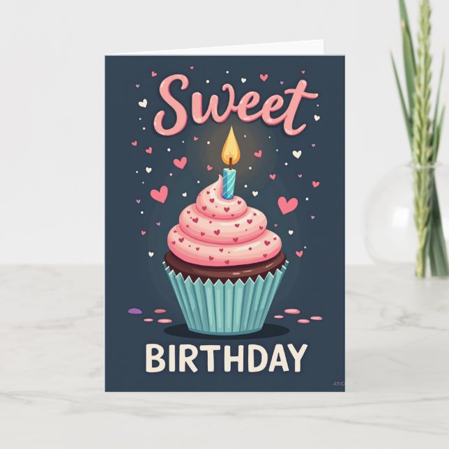Tarjeta de cumpleaños de Cupcake (Anverso)