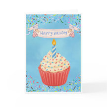 Tarjeta de cumpleaños de Cupcake Adorable