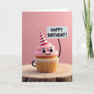 Tarjeta de cumpleaños de Cupcake Alegre