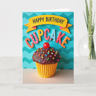 Tarjeta de cumpleaños de Cupcake Cherry