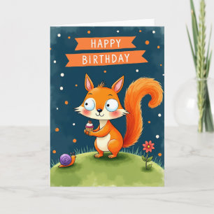 Tarjeta de cumpleaños de Cupcake Fox