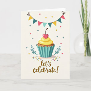 Tarjeta de cumpleaños de Cupcake Vibrante