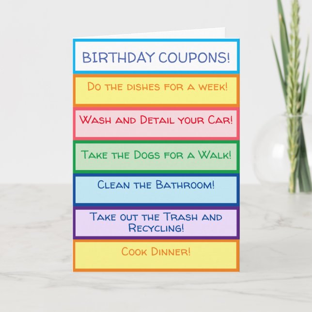 Tarjeta de cumpleaños de cupón de mamá (Anverso)