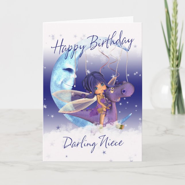 Tarjeta de cumpleaños de Cute de sobrina, dragón p (Anverso)