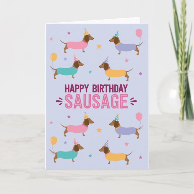 Tarjeta de cumpleaños de Dachshund (Anverso)