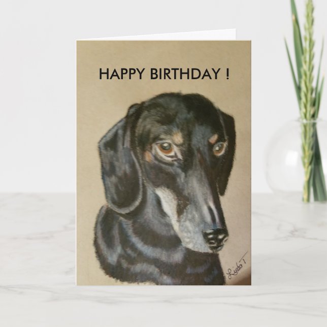 Tarjeta de cumpleaños de Dachshund (Anverso)