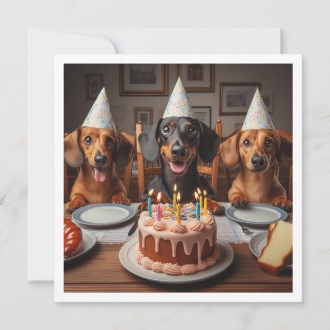 Tarjeta de cumpleaños de Dachshund, tarjeta Dachsh (Anverso)
