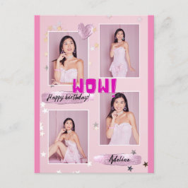 Tarjeta de cumpleaños de dama con foto minimalista