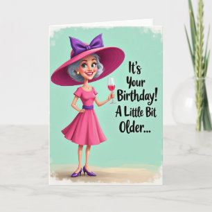 Tarjeta de cumpleaños de dama fucsia