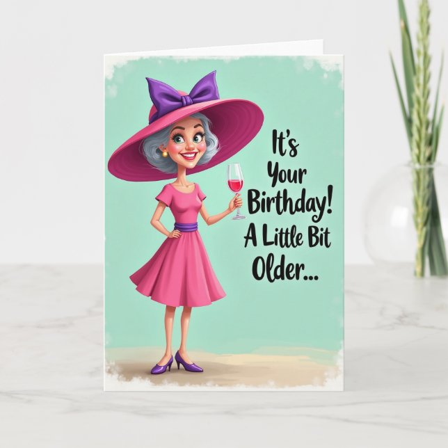 Tarjeta de cumpleaños de dama fucsia (Anverso)
