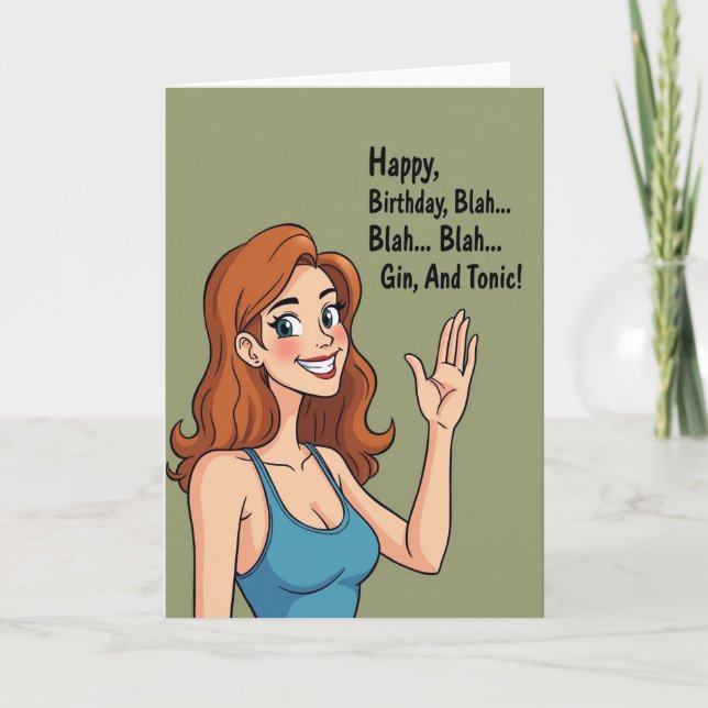 Tarjeta de cumpleaños de dama sonriente (Anverso)