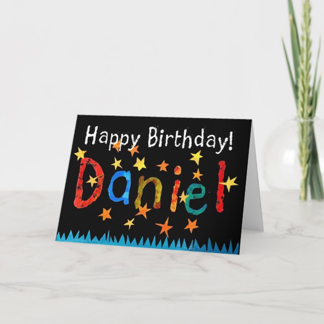 Tarjeta de cumpleaños de "Daniel" (negro) (Anverso)