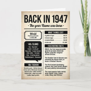 Tarjeta de cumpleaños de datos divertidos de 1947