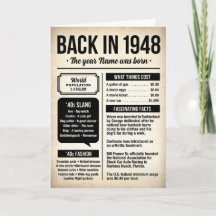 Tarjeta de cumpleaños de datos divertidos de 1948