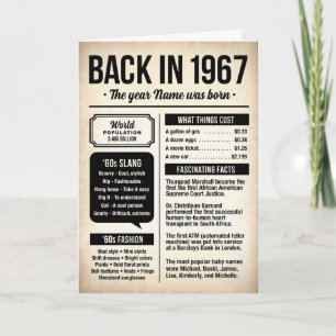 Tarjeta de cumpleaños de datos divertidos de 1967