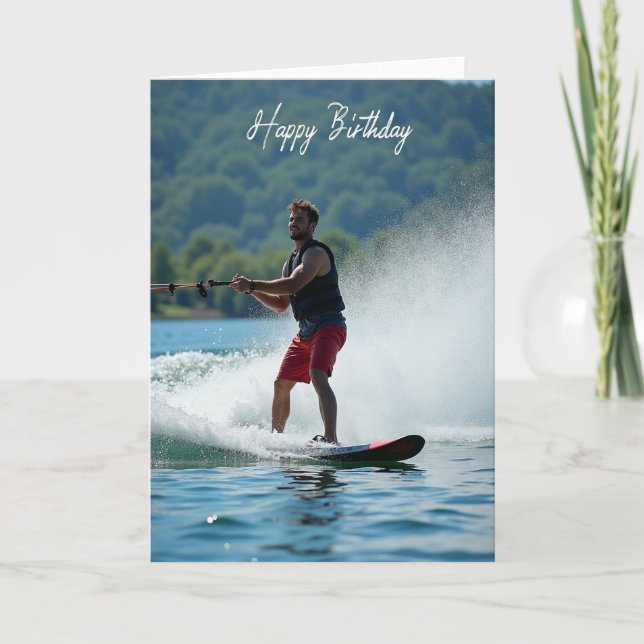 Tarjeta de cumpleaños de deportes acuáticos alegre (Anverso)