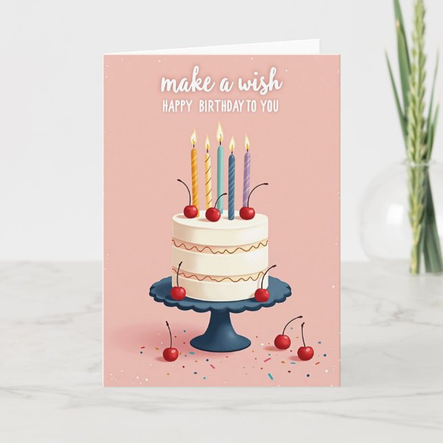 Tarjeta de cumpleaños de deseo con vela (Anverso)