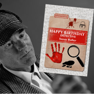 Tarjeta de cumpleaños de detective archivo de caso