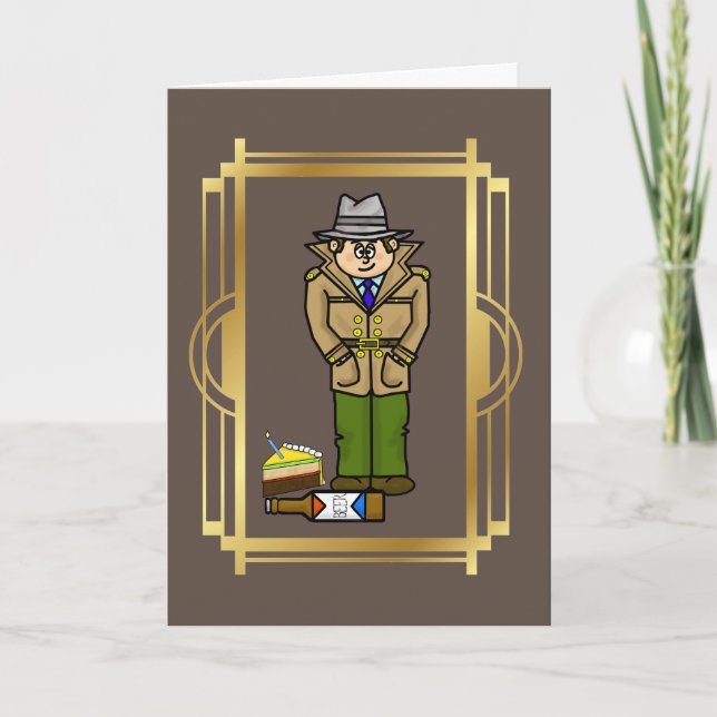 Tarjeta de cumpleaños de detective de la policía d (Anverso)