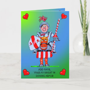 Tarjeta de cumpleaños de dibujos animados caballer