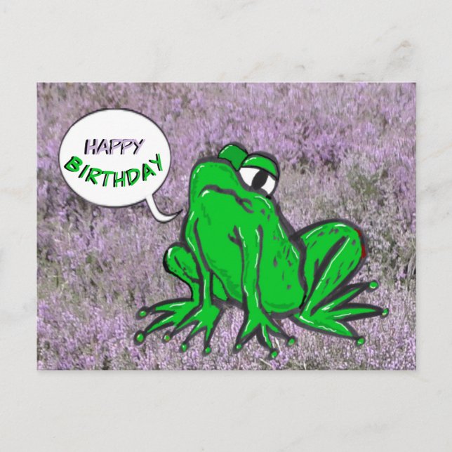 Tarjeta de cumpleaños de dibujos animados de rana  (Anverso)