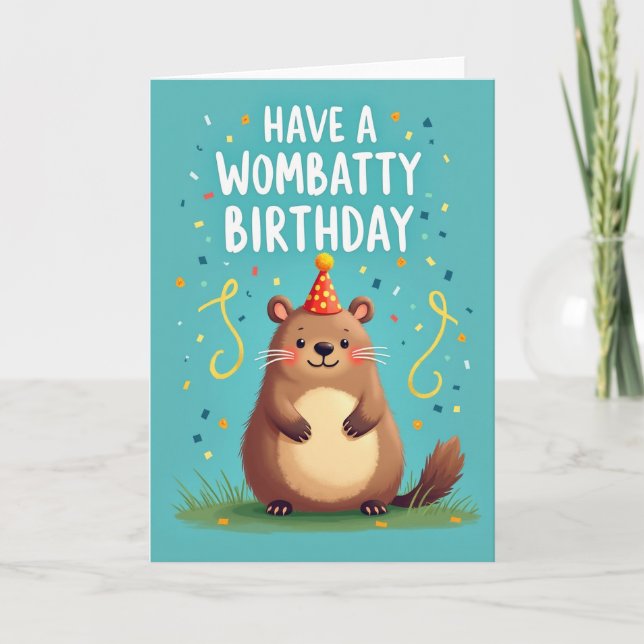 Tarjeta de cumpleaños de dibujos animados encantad (Anverso)
