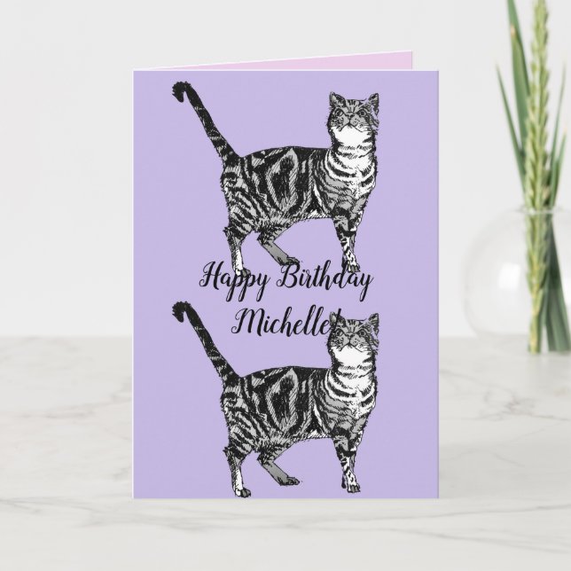 Tarjeta de cumpleaños de dibujos de arte rosado pa (Anverso)