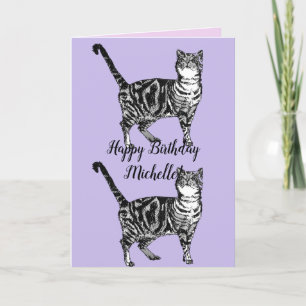 Tarjeta de cumpleaños de dibujos de arte rosado pa