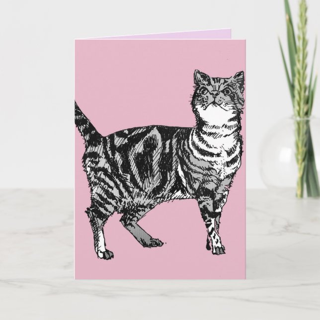 Tarjeta de cumpleaños de dibujos de arte rosado pa (Anverso)