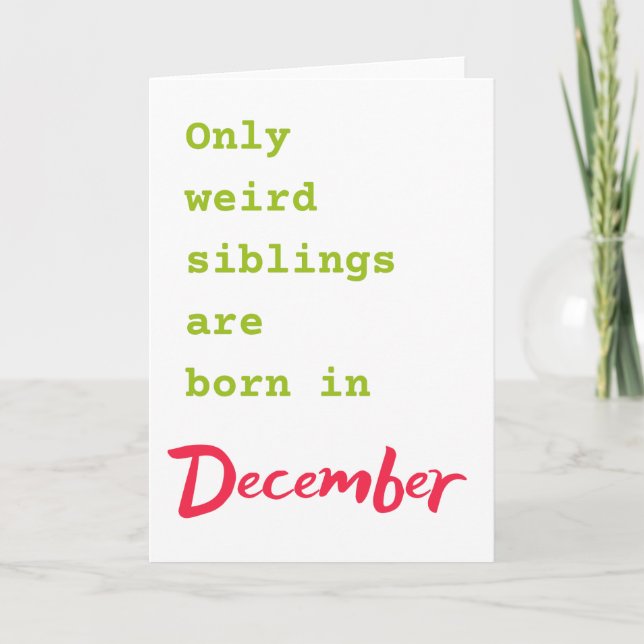 Tarjeta de cumpleaños de Diciembre de la hermana d (Anverso)