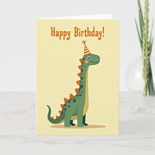Tarjeta de cumpleaños de Dino alegre (Anverso)
