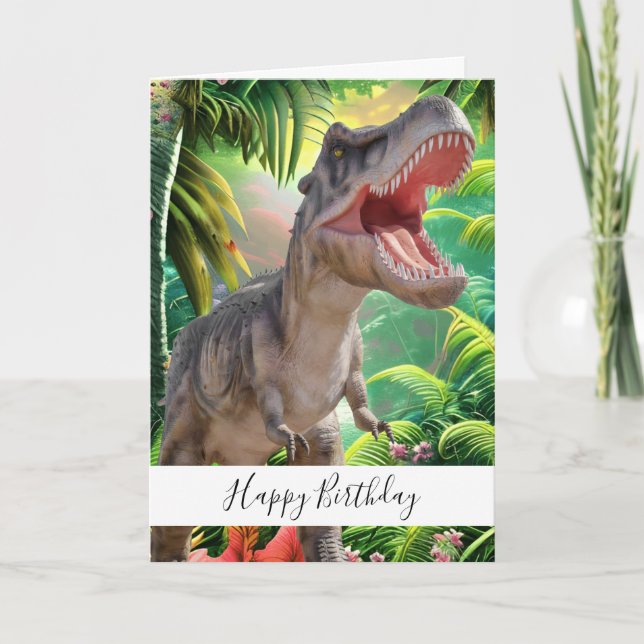 Tarjeta de cumpleaños de Dinosaur Kids Jurassic Tr (Anverso)