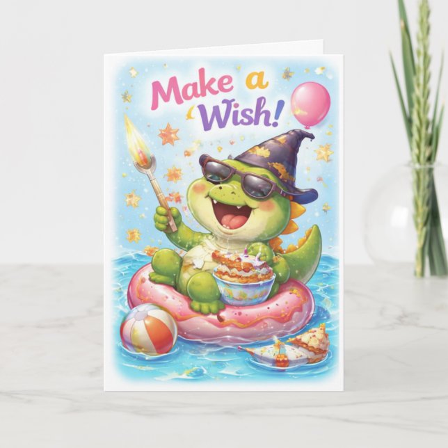 Tarjeta de cumpleaños de dinosaurio – ‘Es hora de  (Anverso)