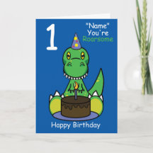Tarjeta de cumpleaños de dinosaurio infantil cualq