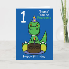 Tarjeta de cumpleaños de dinosaurio infantil cualq