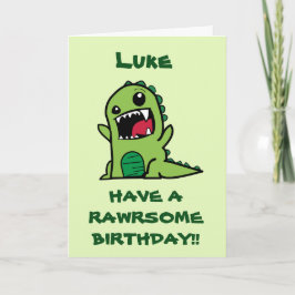 Tarjeta de cumpleaños de dinosaurio infantil perso