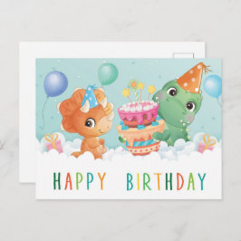 tarjeta de cumpleaños de dinosaurio lindo
