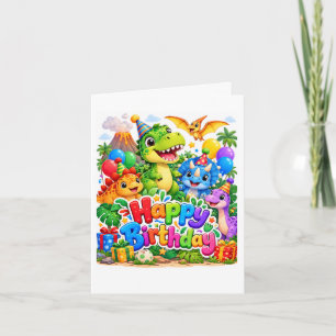 Tarjeta de cumpleaños de dinosaurio lindo para niñ