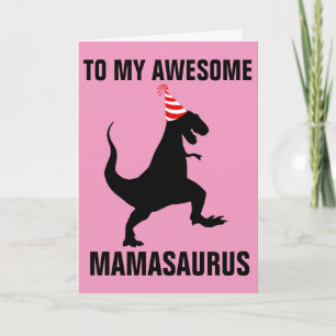 TARJETA DE CUMPLEAÑOS DE DINOSAURIO MAMASAURUS