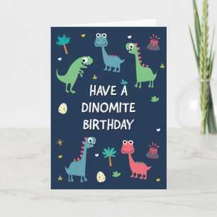 Tarjeta de cumpleaños de dinosaurio para niños