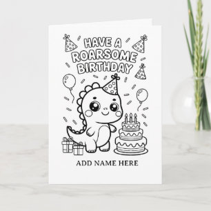 tarjeta de cumpleaños de dinosaurio plegable para 