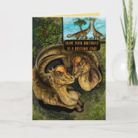 Tarjeta de cumpleaños de dinosaurio prehistórico
