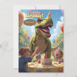 Tarjeta de cumpleaños de dinosaurios para niños