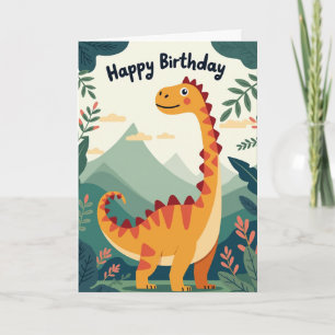 Tarjeta de cumpleaños de dinosaurios para niños